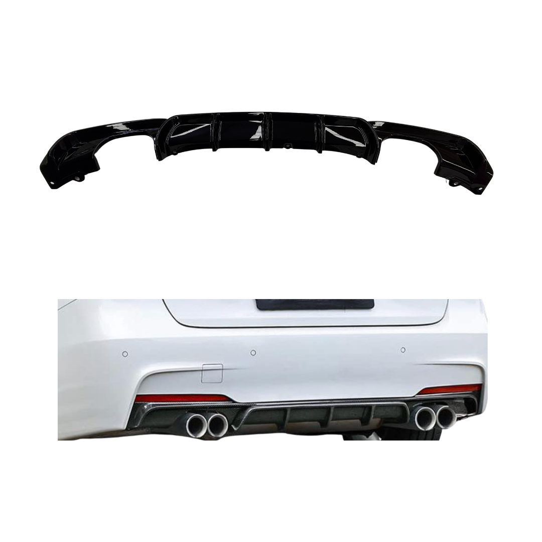 BMW 3 Serie F30/F31 (2012-2019) M-Style Diffuser Glans Zwart Dubbel