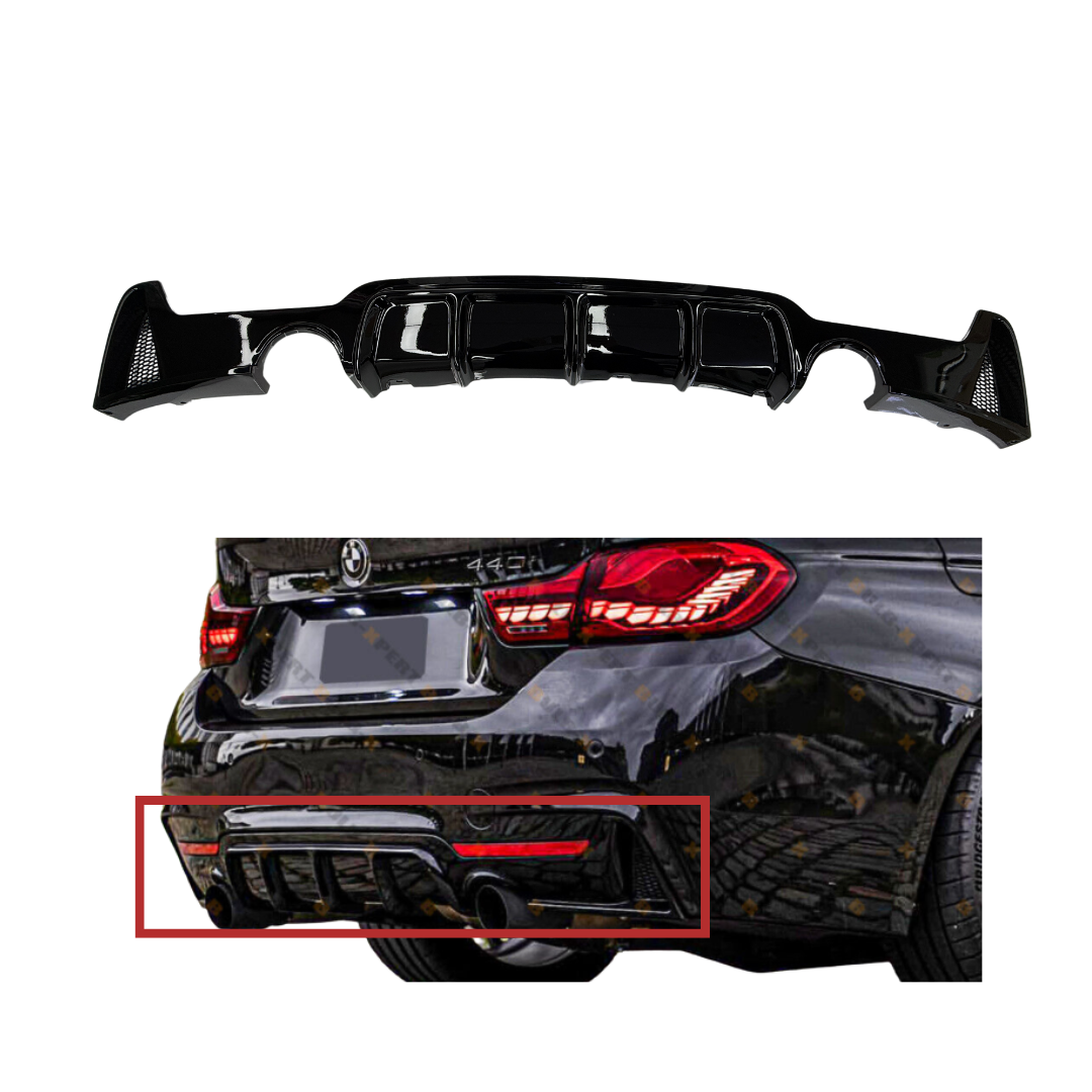 BMW 4 Serie F32&F33&F36 (2012-2020) M-Style Diffuser Glans Zwart Enkel