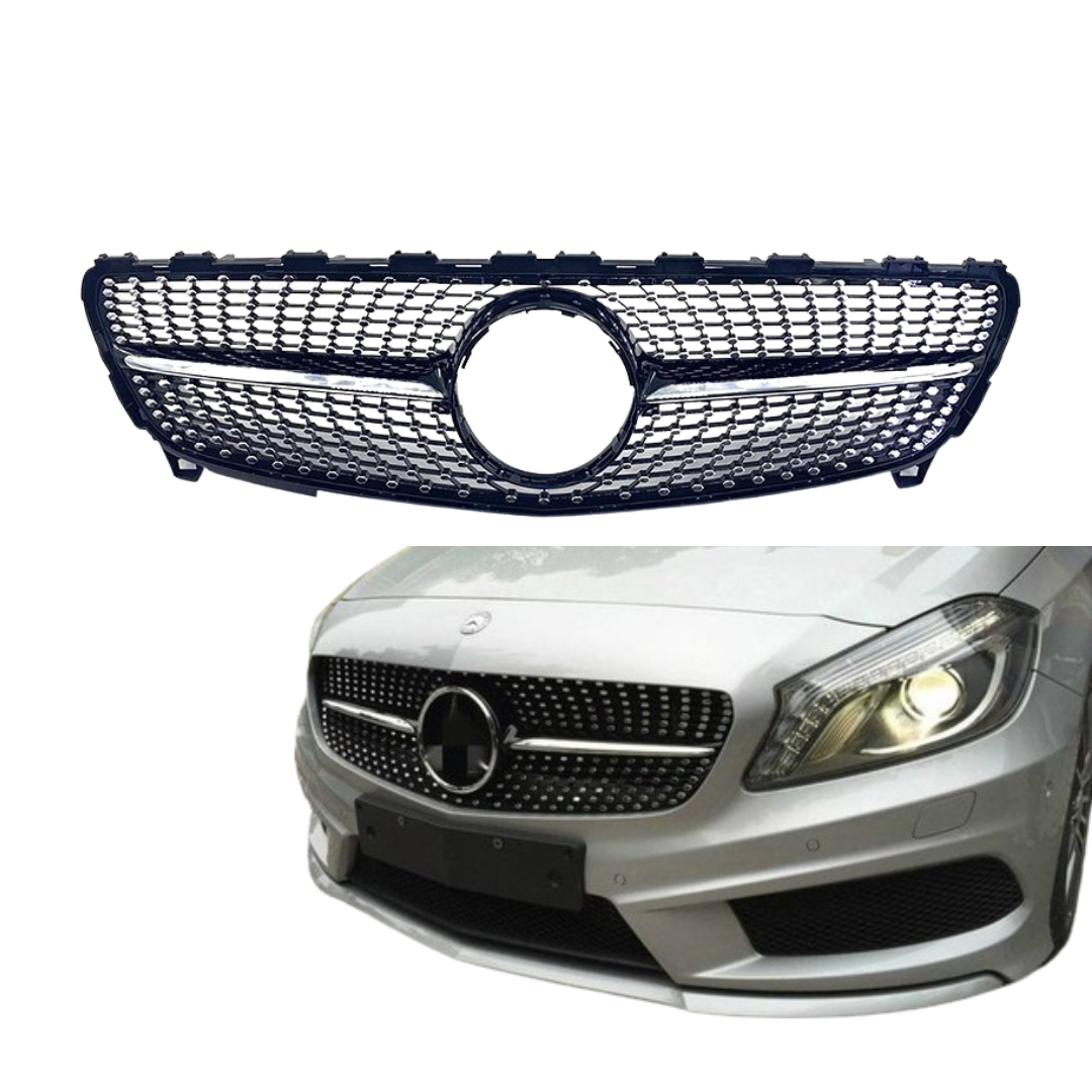 Mercedes A Klasse W176 Facelift (2015-2018) Diamond Grill Glans Zwart