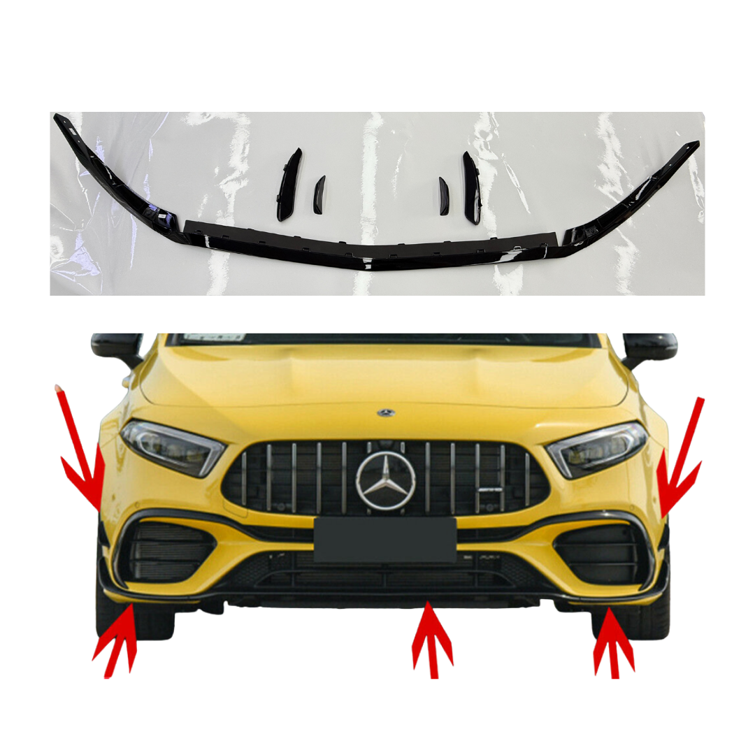 Mercedes A Klasse W177, V177 (2018-2023) AMG aero Style Front Lip Glans Zwart