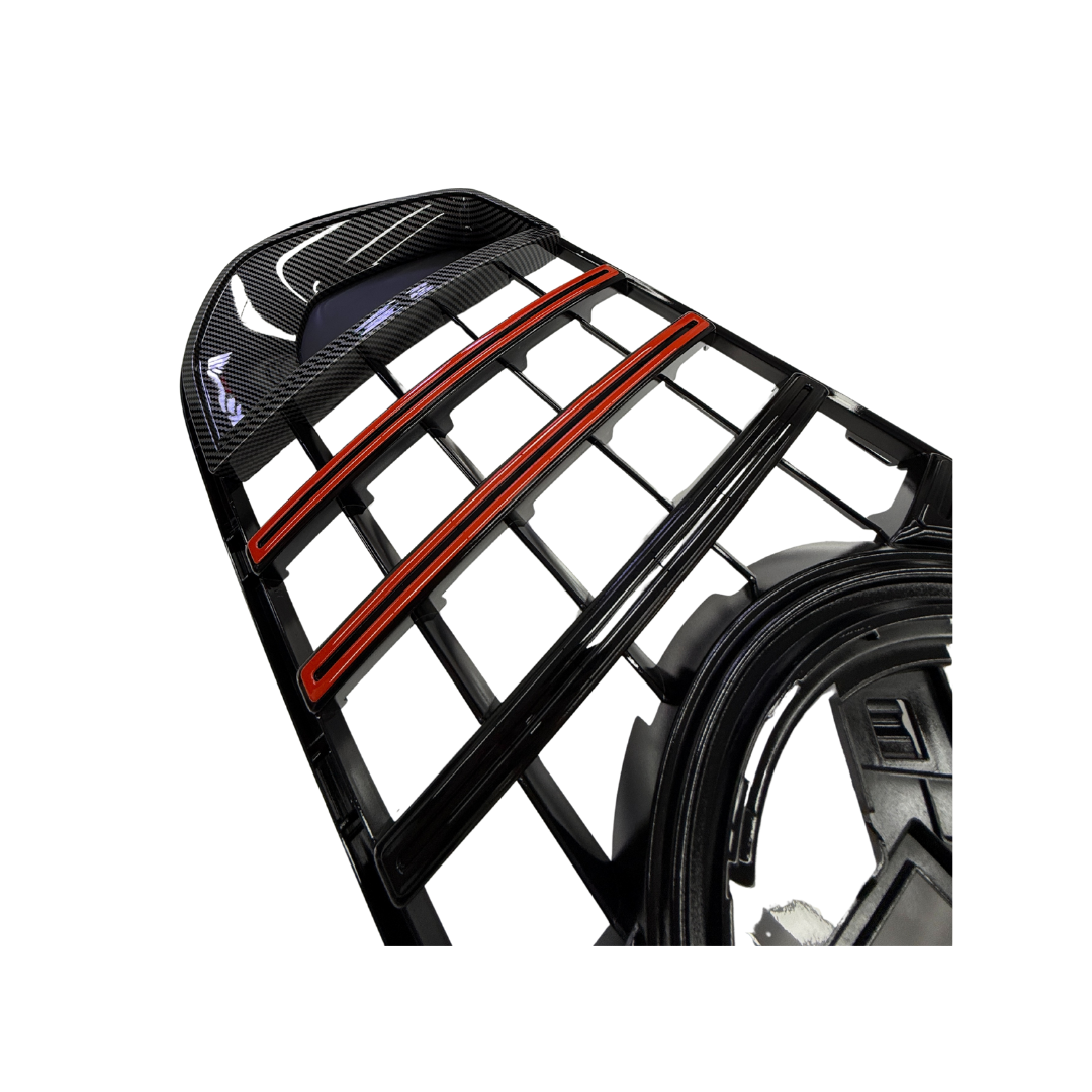 Mercedes GLE W167 SUV, C167 Coupe (2018-2023) B-Look Grill Glans Zwart/Carbon, Rood Accent