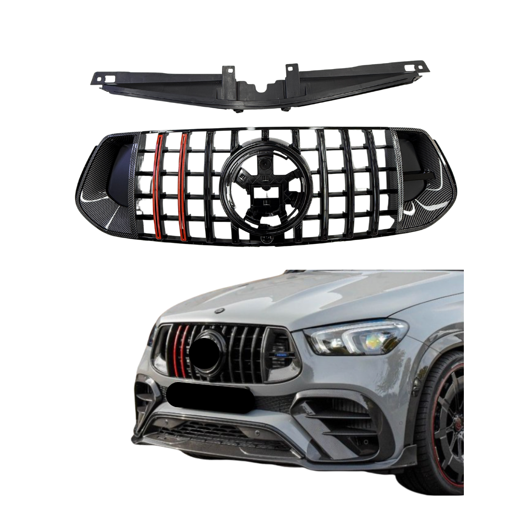 Mercedes GLE W167 SUV, C167 Coupe Facelift (2023+) B- Style Grill Glans Zwart Carbon