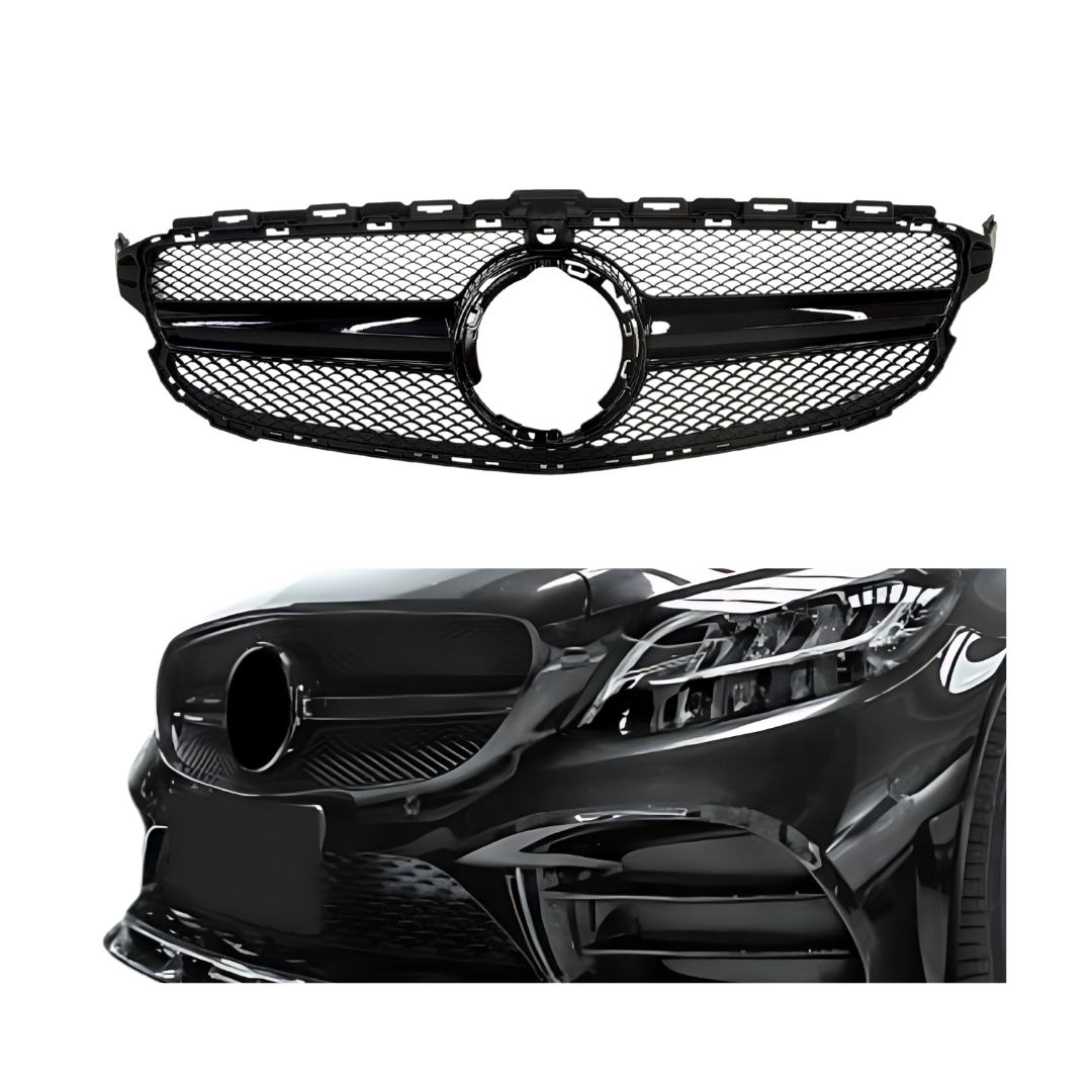 Mercedes C Klasse W205 Facelift (2018-2021) AMG Look Style Grill Glans Zwart