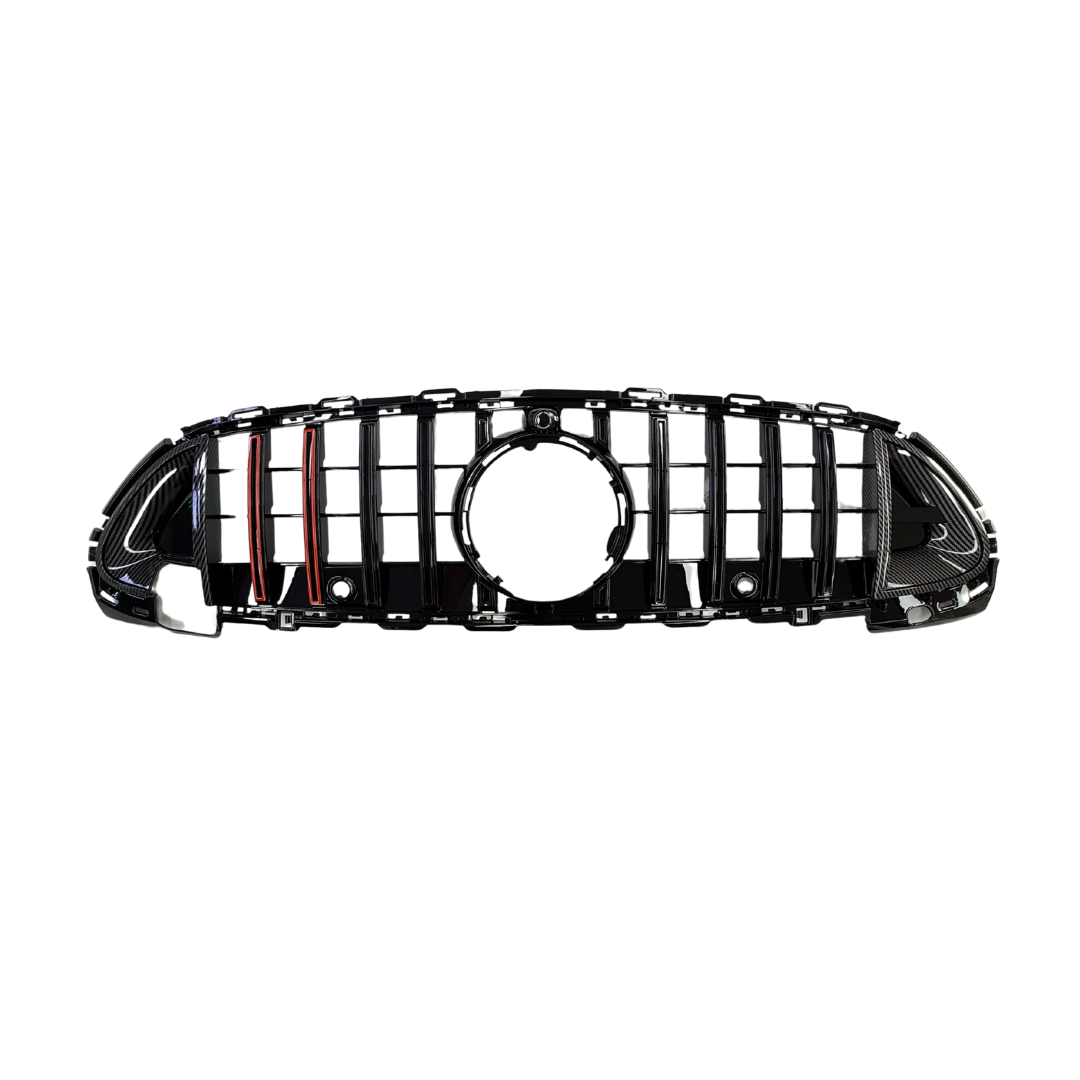 Mercedes C Klasse W206, S206 (2021+) B-Look Grill Glans Zwart/Carbon, Rood Accent