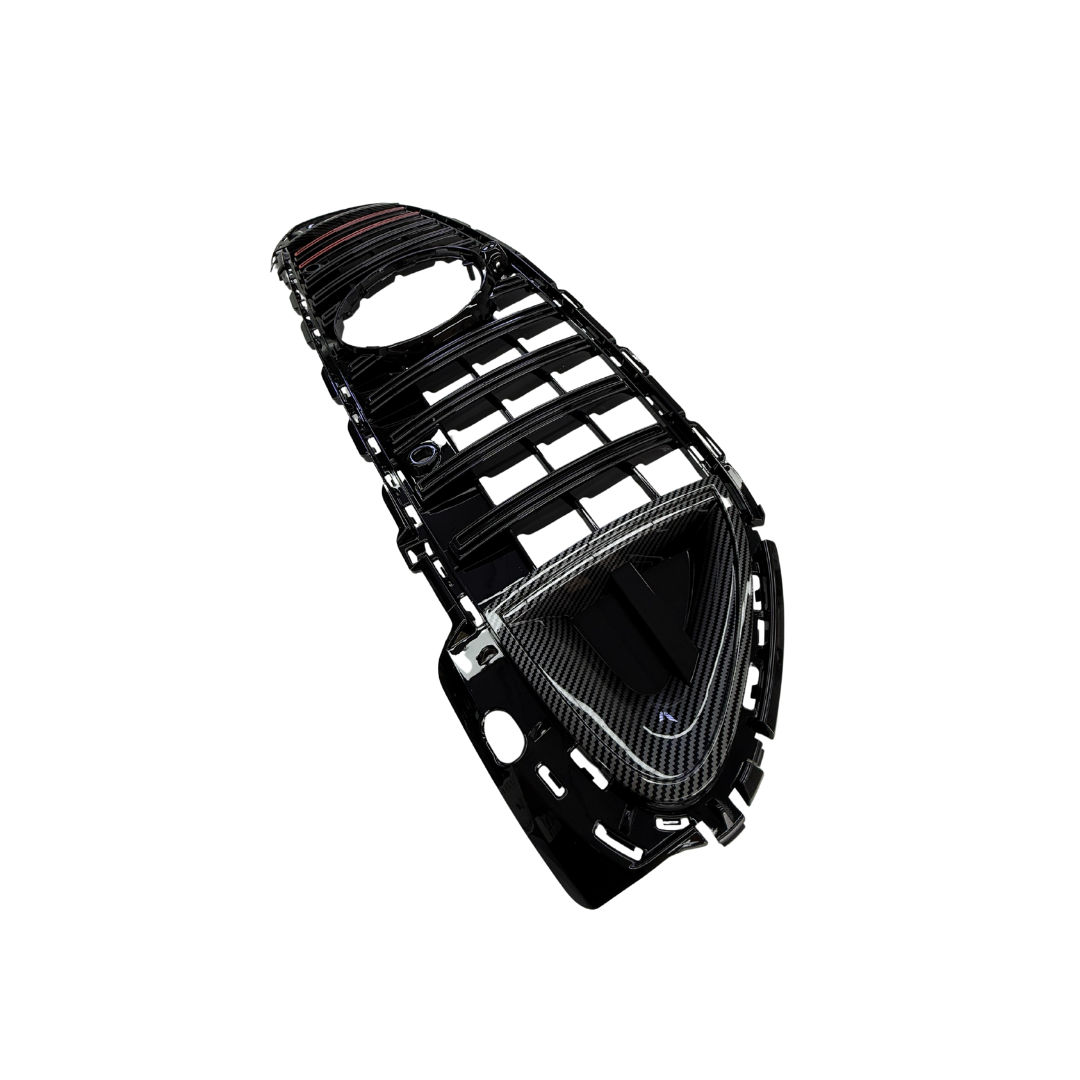 Mercedes C Klasse W206, S206 (2021+) B-Look Grill Glans Zwart/Carbon, Rood Accent