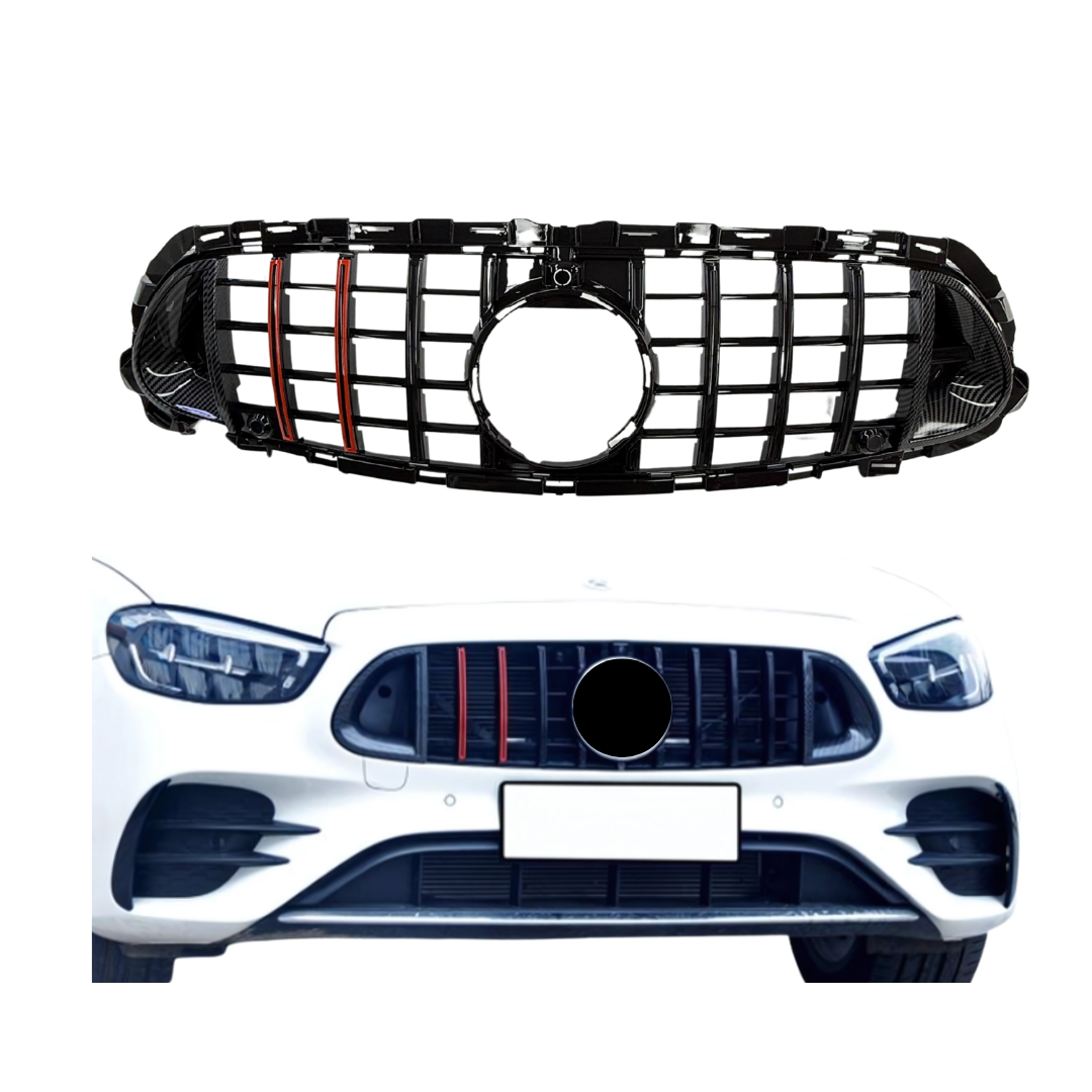 Mercedes E Klasse W213, S213 Facelift (2020-2024) B-Look Grill Glans Zwart/Carbon/Rood