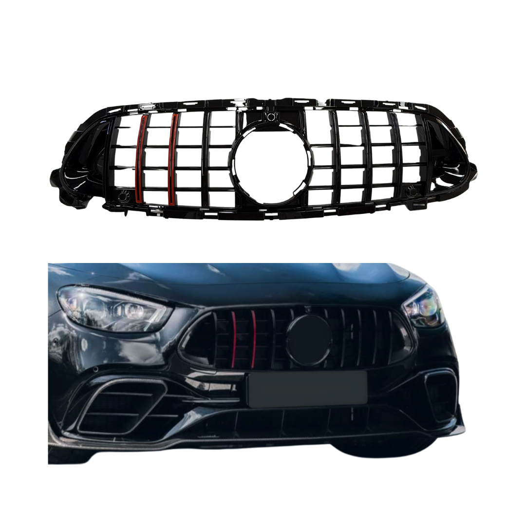 Mercedes E Klasse W213, S213 Facelift (2020-2024) B-Look Grill Glans Zwart/Rood
