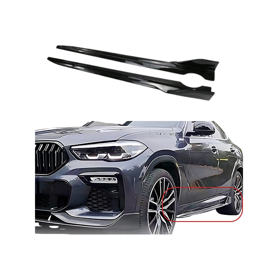 BMW X6 Serie G06 (2018+) M-Style Side Lip Skirt Glans Zwart