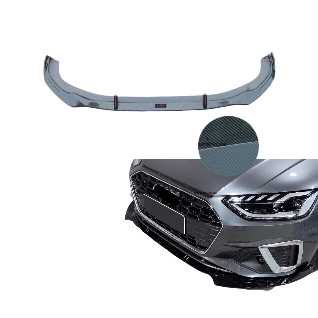 Front Lip compatibel met Audi A4 B9 Facelift (2019-2023) Carbon – afbeelding 1