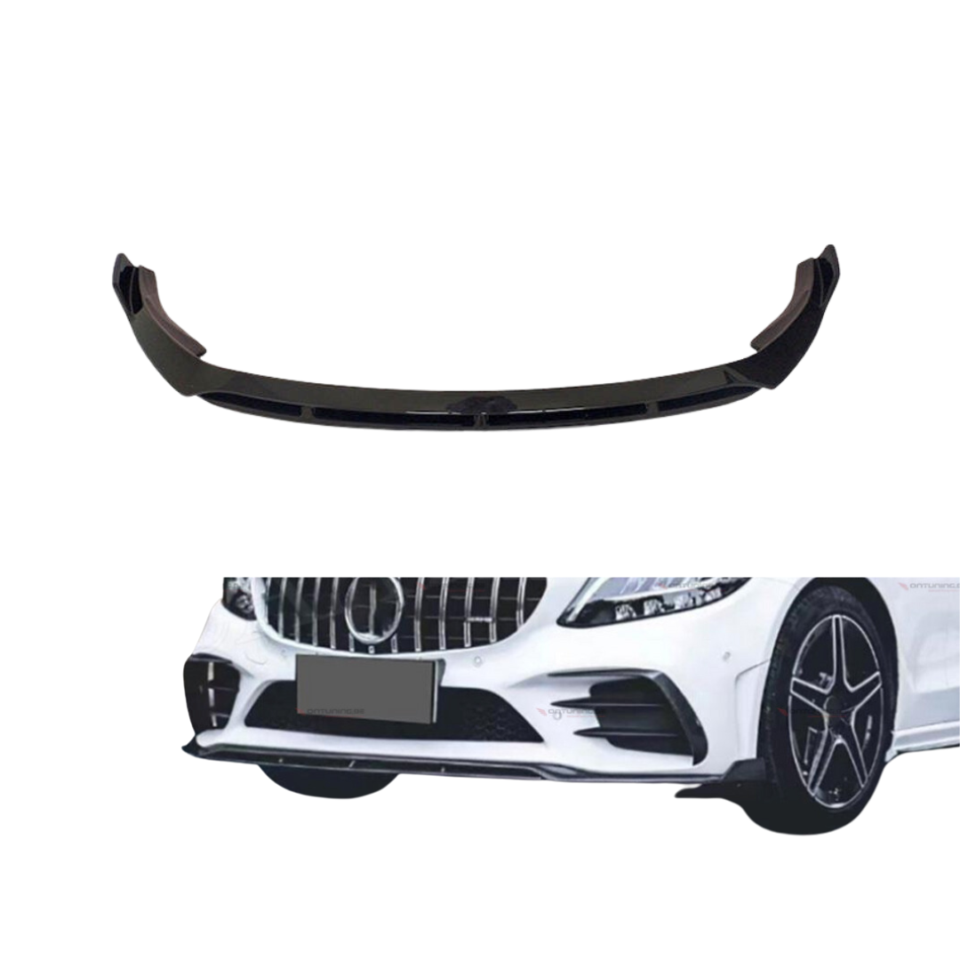Front Lip compatibel met Mercedes C Klasse W205 Facelift (2018-2021) Glans Zwart – afbeelding 1