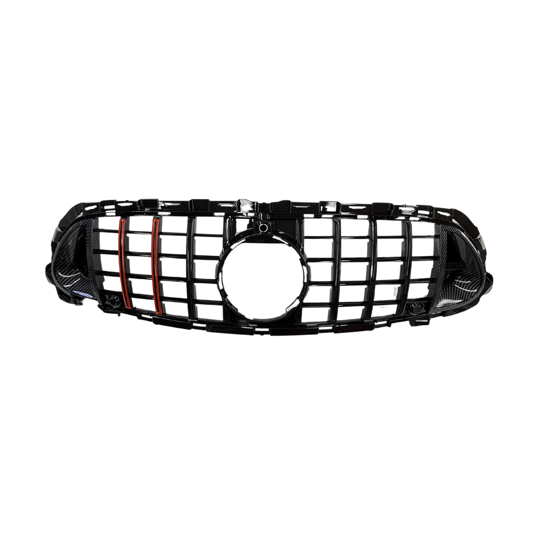 Grill compatibel met Mercedes E Klasse W213, S213 Facelift (2020-2024) Glans Zwart/Carbon/Rood - afbeelding 2