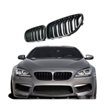 Dubbel spijl grill compatibel met BMW 6 Serie F06 & F12 & F13 (2011-2018) glans zwart