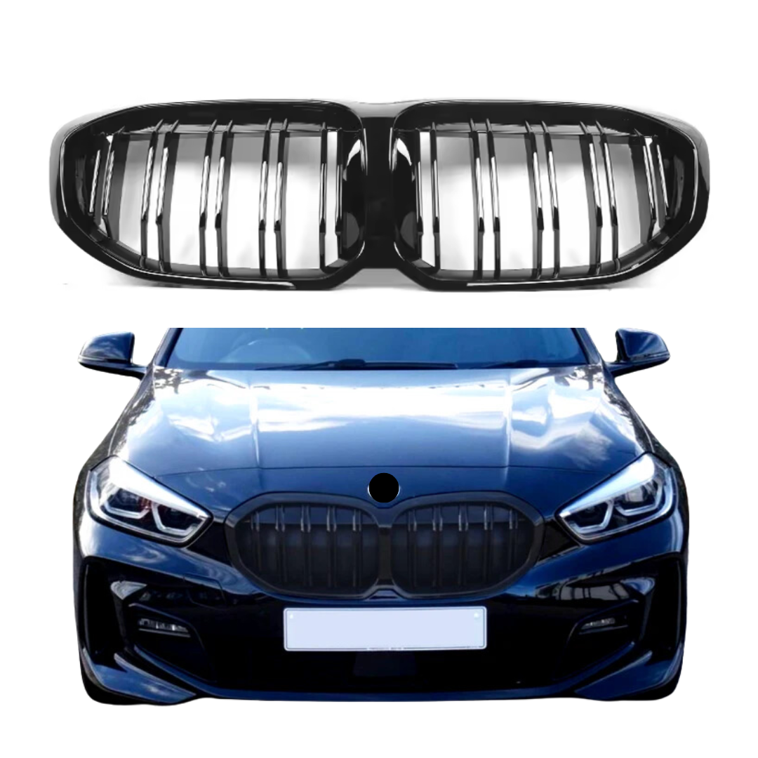 BMW 1 Serie F40 (2019+) M-Style Grill Dubbel Spijl Glans Zwart