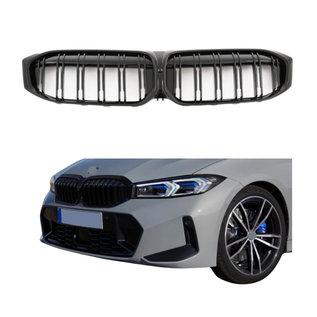 BMW 3 Serie G20&G21 LCI Facelift (2022+) M-Style Grill Dubbel Spijl Glans Zwart