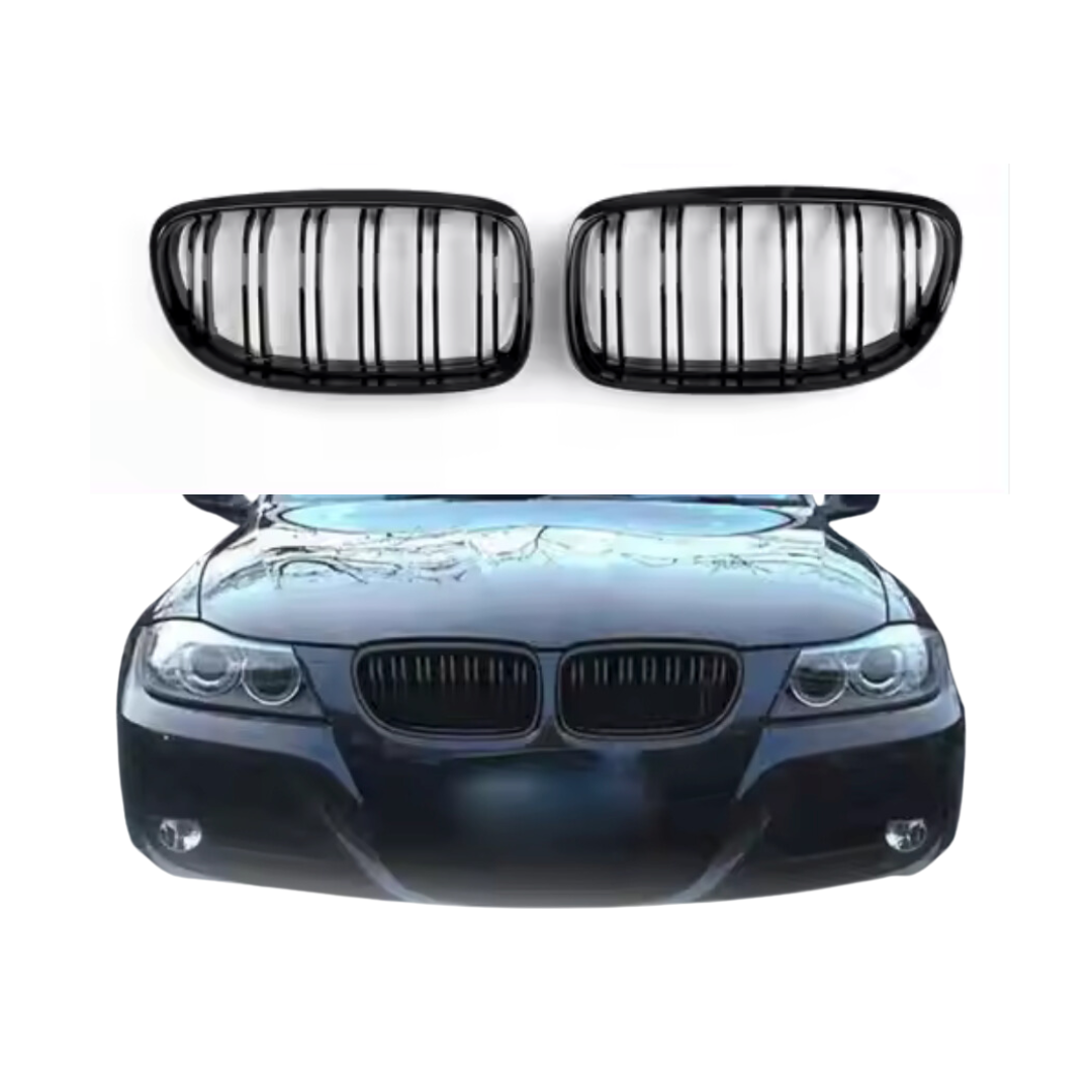 BMW 3 Serie E90&E91 (2008-2013) M-Style Grille Dubbel Spijl Glans Zwart