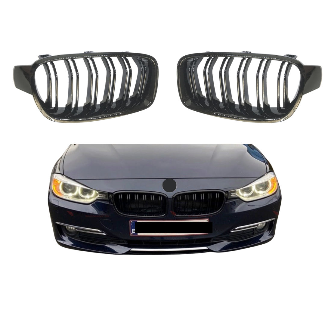 BMW 3 Serie F30&F31 (2012-2019) M-Style Grill Dubbel Spijl Glans Zwart