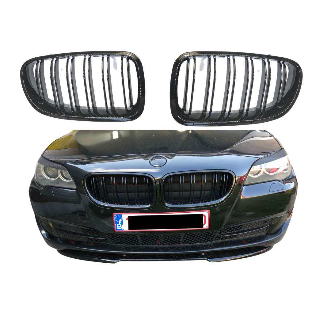 BMW 5 Serie F10&F11 (2009-2017) M-Style Grill Dubbel Spijl Glans Zwart