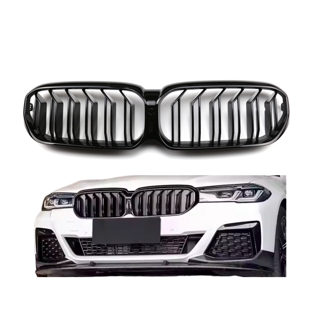 BMW 5 Serie G30&G31 LCI (2020+) M-Style Grill Dubbel Spijl Glans Zwart