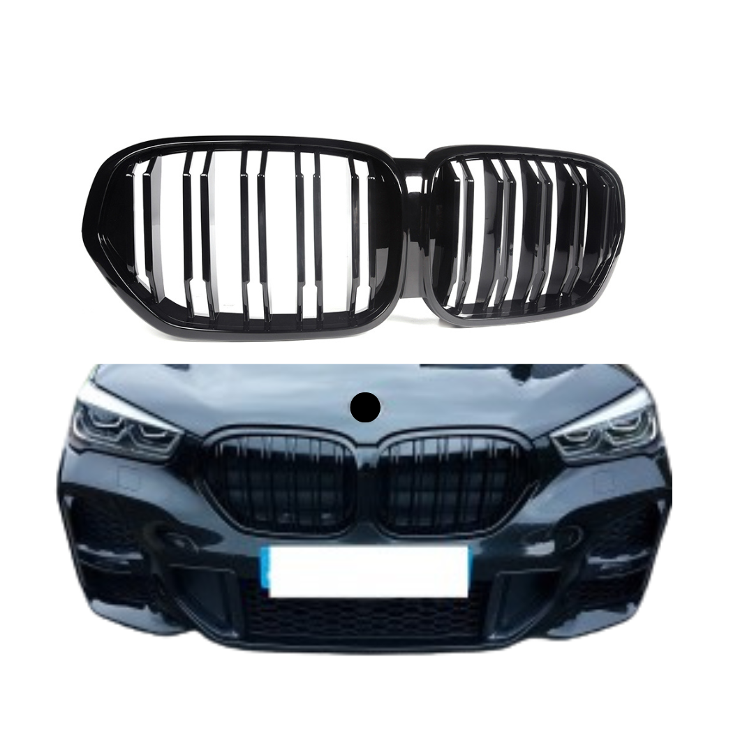 BMW X1 Serie F48 LCI (2019+) M-Style Grill Dubbel Spijl Glans Zwart