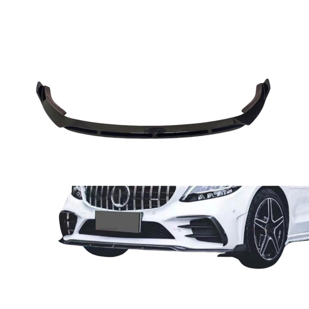 Mercedes C Klasse W205 Facelift (2018-2021) AMG Style Front Lip Glans Zwart