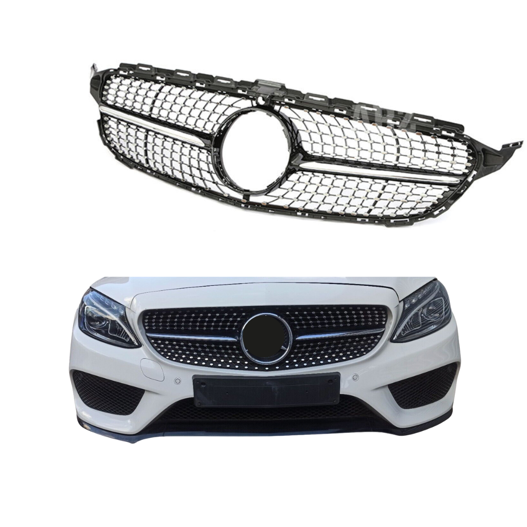 Mercedes C Klasse W205 Facelift (2018-2021) Diamond Grill Glans Zwart