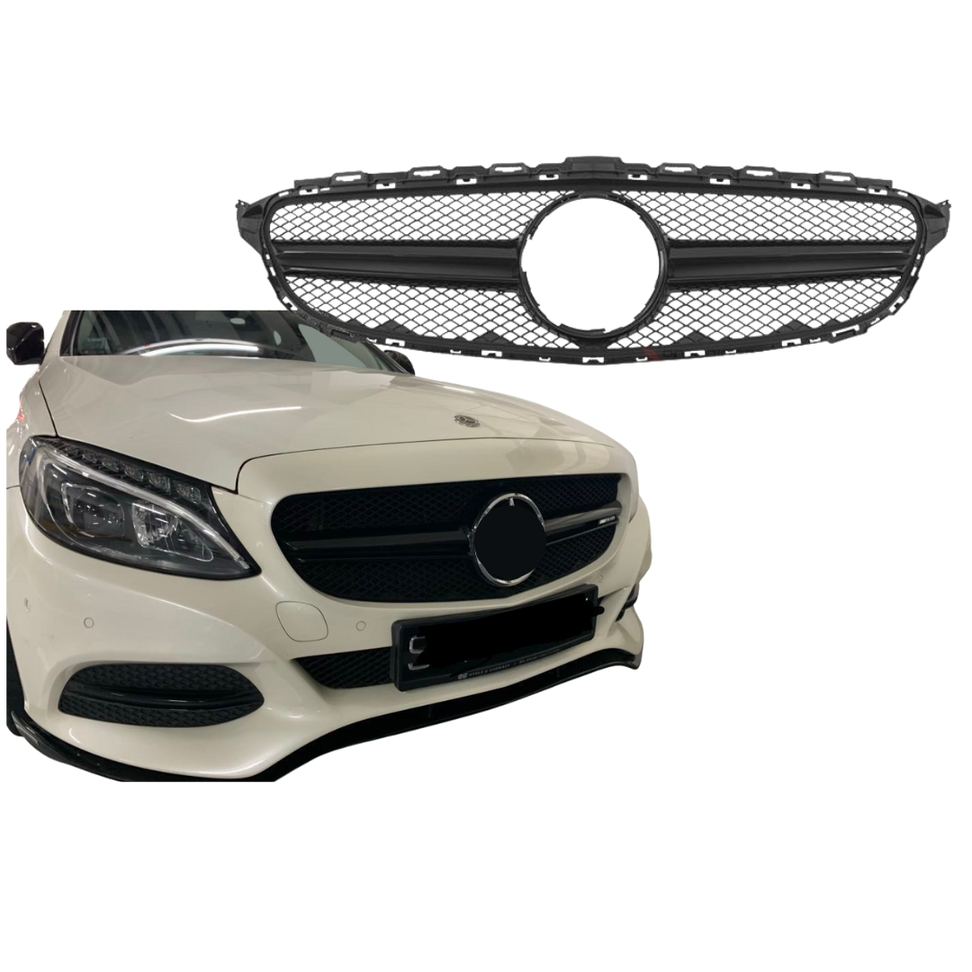 Mercedes C Klasse W205 (2014-2018) AMG Style Grill Glans Zwart