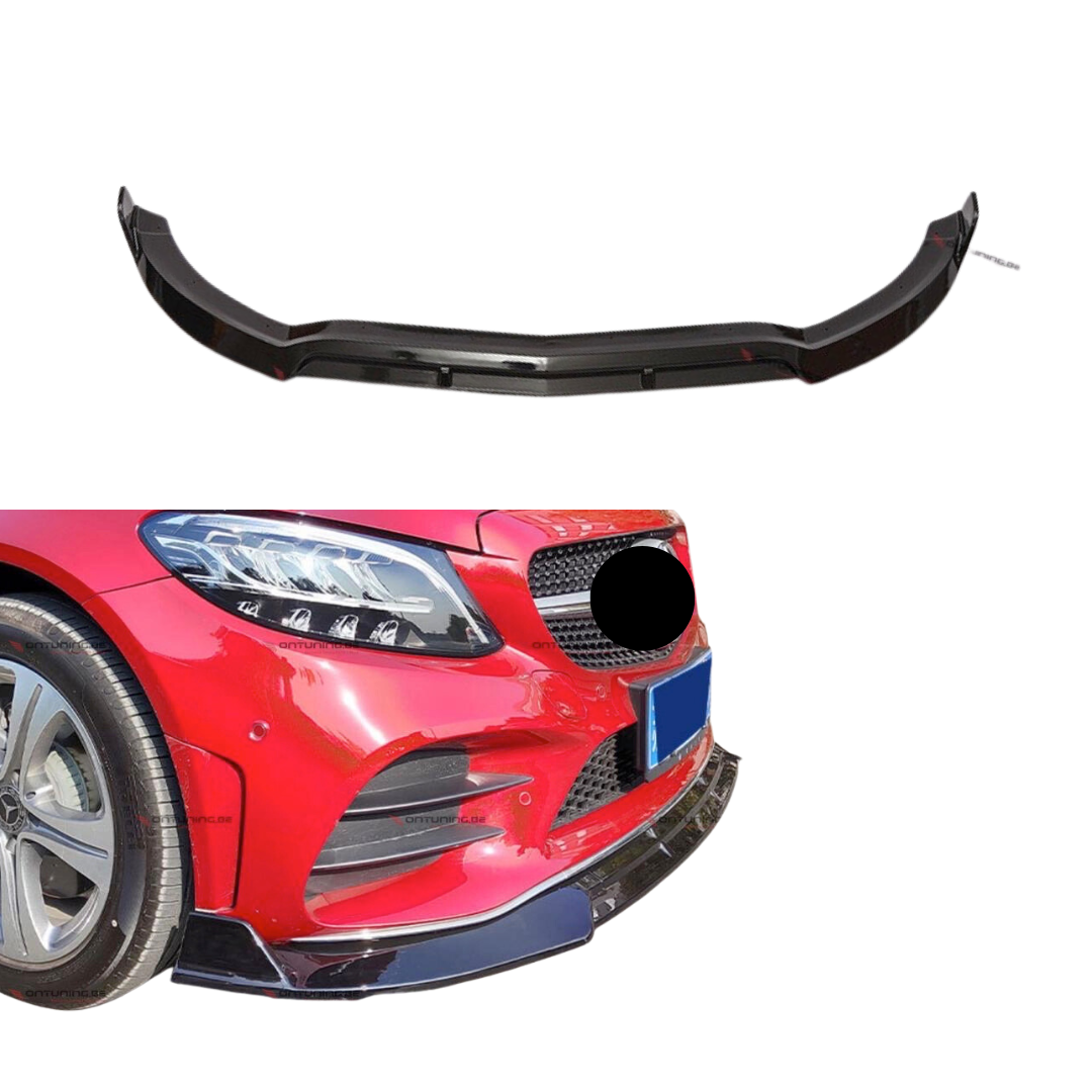 Mercedes C Klasse W205 (2014-2018) Brabus Look Front Lip Glans Zwart