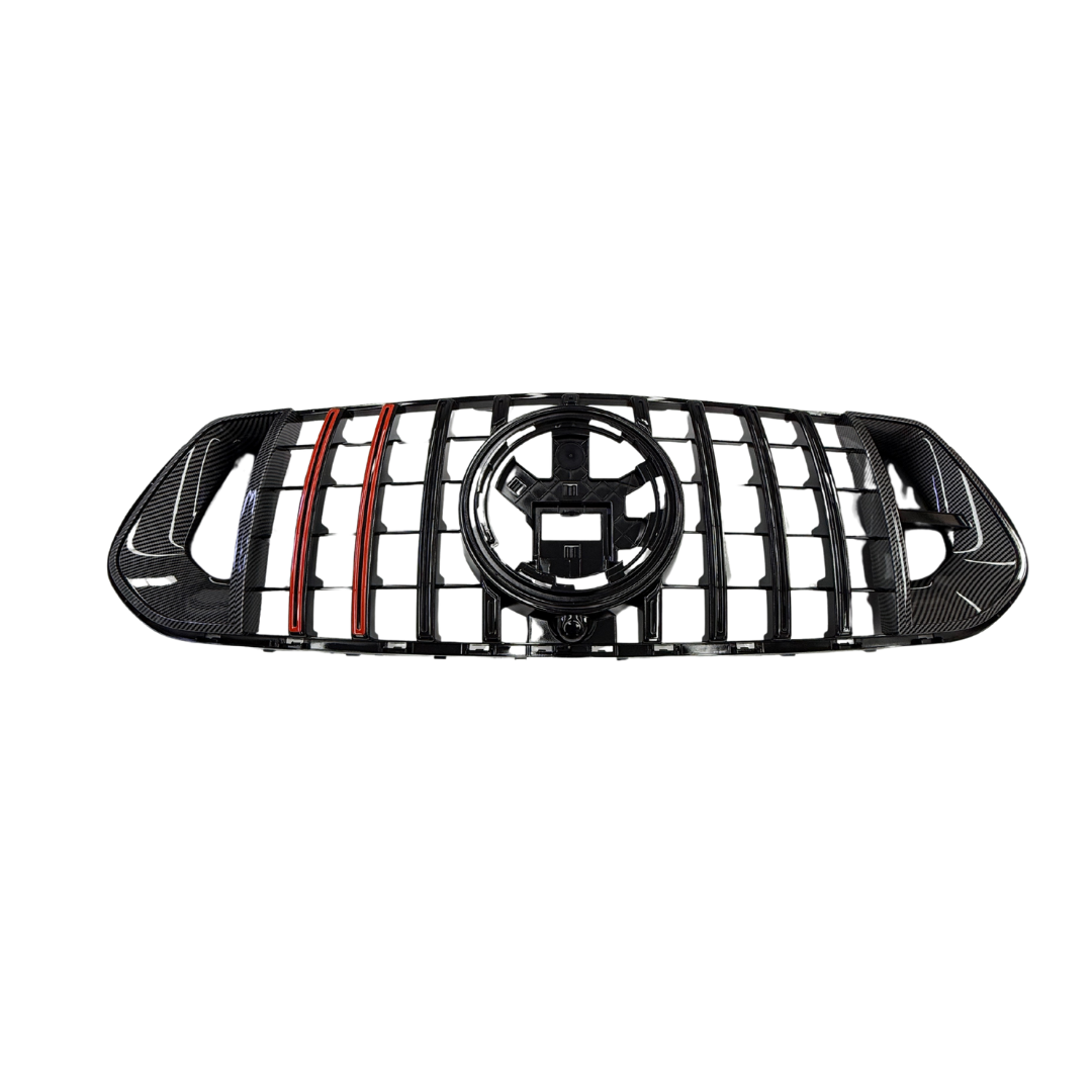 Mercedes GLE W167 SUV, C167 Coupe (2018-2023) B-Look Grill Glans Zwart/Carbon, Rood Accent