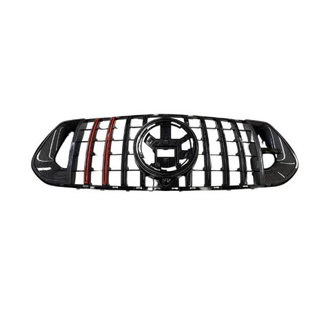 Mercedes GLE W167 SUV, C167 Coupe (2018-2023) B-Look Grill Glans Zwart/Carbon, Rood Accent