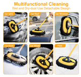 Autowasborstel Carwash met gebogen telescopische handvat en extra Anti-Kras microfiber hoes