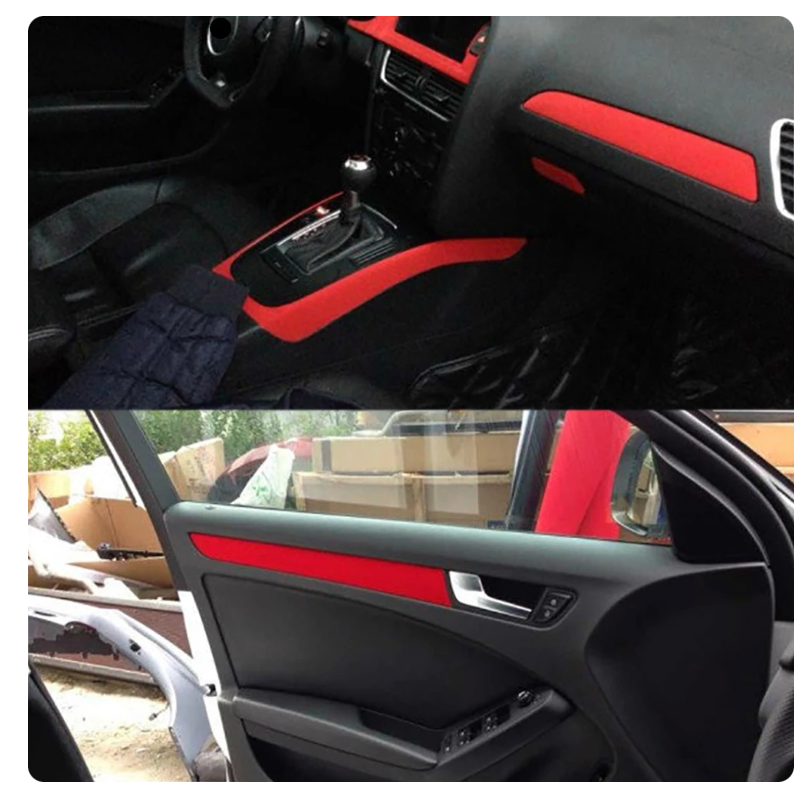 Alcantara Look Zelfklevende Wrap Folie Stof Rood