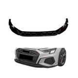 Front Lip compatibel met Audi A3 8Y (2020+) Glans Zwart, uitvoering A - afbeelding 1
