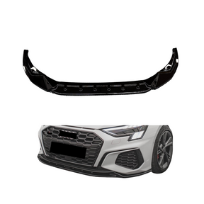 Front Lip compatibel met Audi A3 8Y (2020+) Glans Zwart, uitvoering A - afbeelding 1