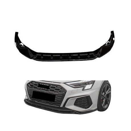 Front Lip compatibel met Audi A3 8Y (2020+) Glans Zwart, uitvoering A - afbeelding 1