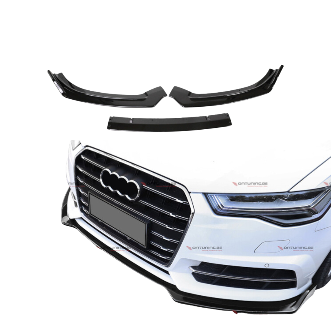Front Lip compatibel met Audi A6 C7.5 (2014-2018) Glans Zwart – afbeelding 1