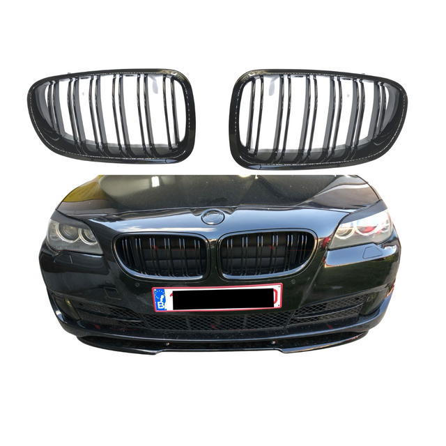 Grill compatibel met BMW 5 Serie F10&F11 (2009-2017) Glans Zwart, uitvoering A - afbeelding 1