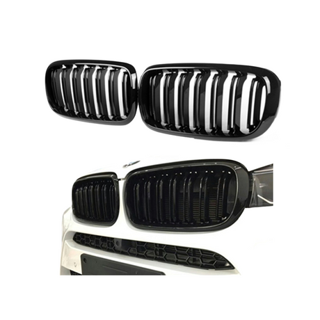 Grill compatibel met BMW X5 Serie F15 & X6 Serie F16 (2013-2018) Glans Zwart – afbeelding 1