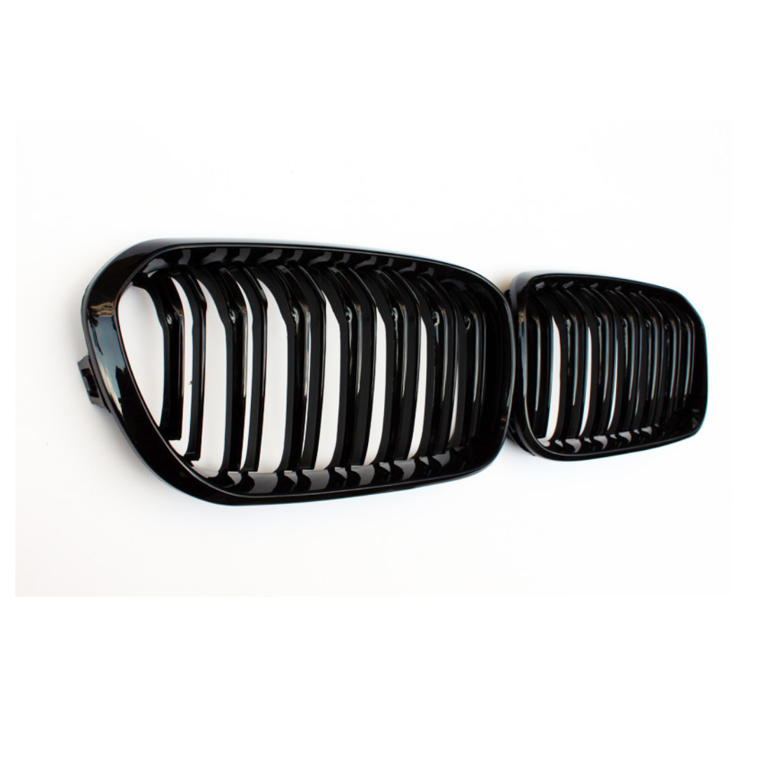 Dubbel Spijl Grill compatibel met BMW 1 Serie F20&F21 (2015-2019) Glans Zwart – afbeelding 2