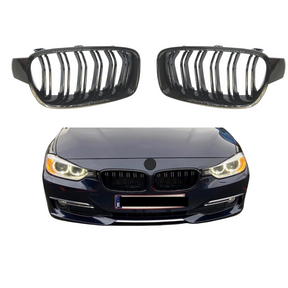 Dubbel Spijl Grill compatibel met BMW 3 Serie F30&F31 (2012-2019) Glans Zwart - afbeelding 1
