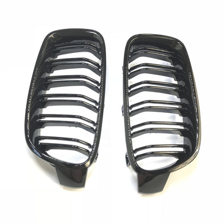 Dubbel Spijl Grill compatibel met BMW 3 Serie F30&F31 (2012-2019) Glans Zwart - afbeelding 2