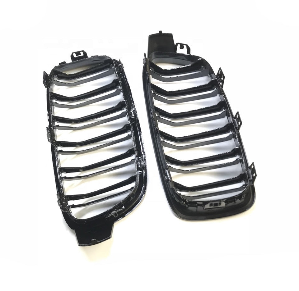 Dubbel Spijl Grill compatibel met BMW 3 Serie F30&F31 (2012-2019) Glans Zwart - afbeelding 3
