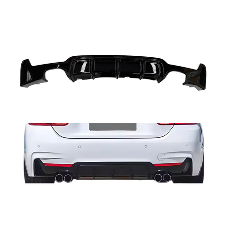 Diffuser compatibel met BMW 4 Serie F32&F33&F36 (2012-2020) Glans Zwart Dubbel - afbeelding 1