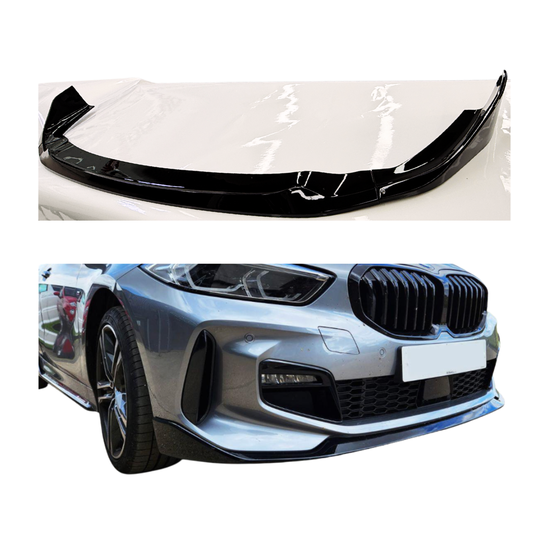 Front Lip compatibel met BMW 1 Serie F40 (2019+) Glans Zwart, uitvoering B - afbeelding 1