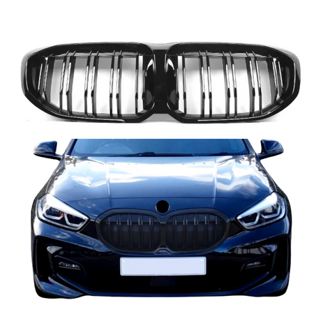 Grill compatibel met BMW 1 Serie F40 (2019+) Dubbel Spijl Glans Zwart – afbeelding 1