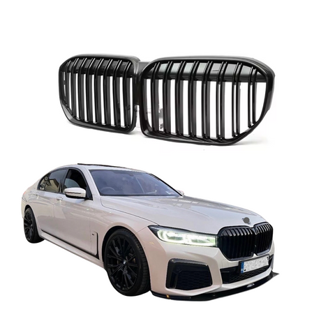 Grill compatibel met BMW 7 Serie LCI Facelift G11 & G12 (2019-2023) Dubbel Spijl Glans Zwart - afbeelding 1