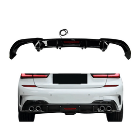 Diffuser compatibel met BMW 3 Serie G20 (2018-2023) Glans Zwart Dubbel met Remlicht - afbeelding 1