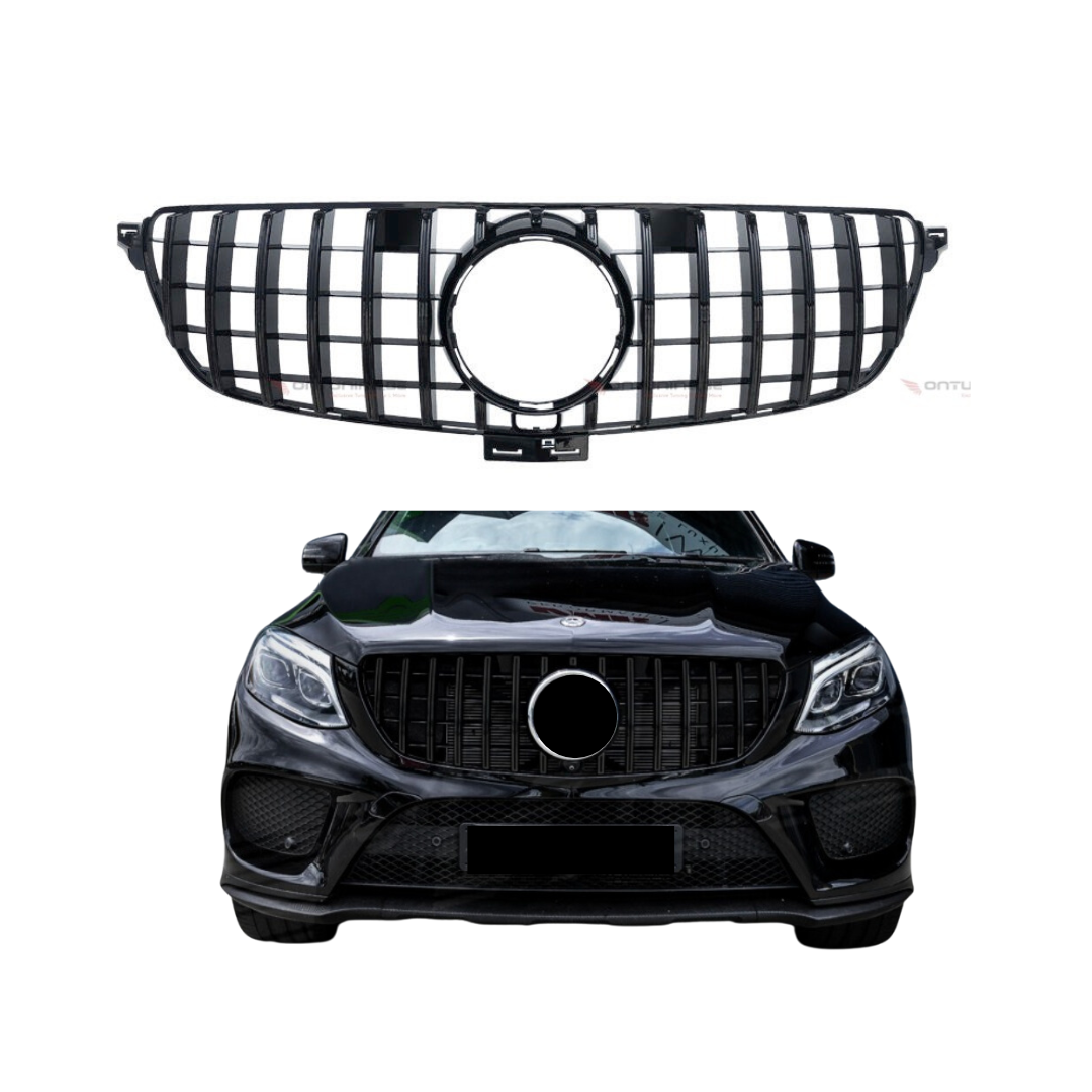 Grill compatibel met Mercedes GLE W292 (W166 Coupé) (2015-2019) Glans Zwart – afbeelding 1