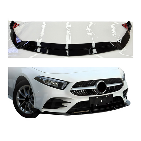 Front Lip compatibel met Mercedes A Klasse W177, V177 (2018-2023) Sport Style Glans Zwart - afbeelding 1