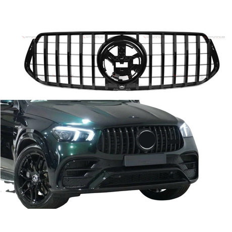 Grill compatibel met Mercedes GLE W167 SUV, C167 Coupe (2018-2023) Glans Zwart – afbeelding 1