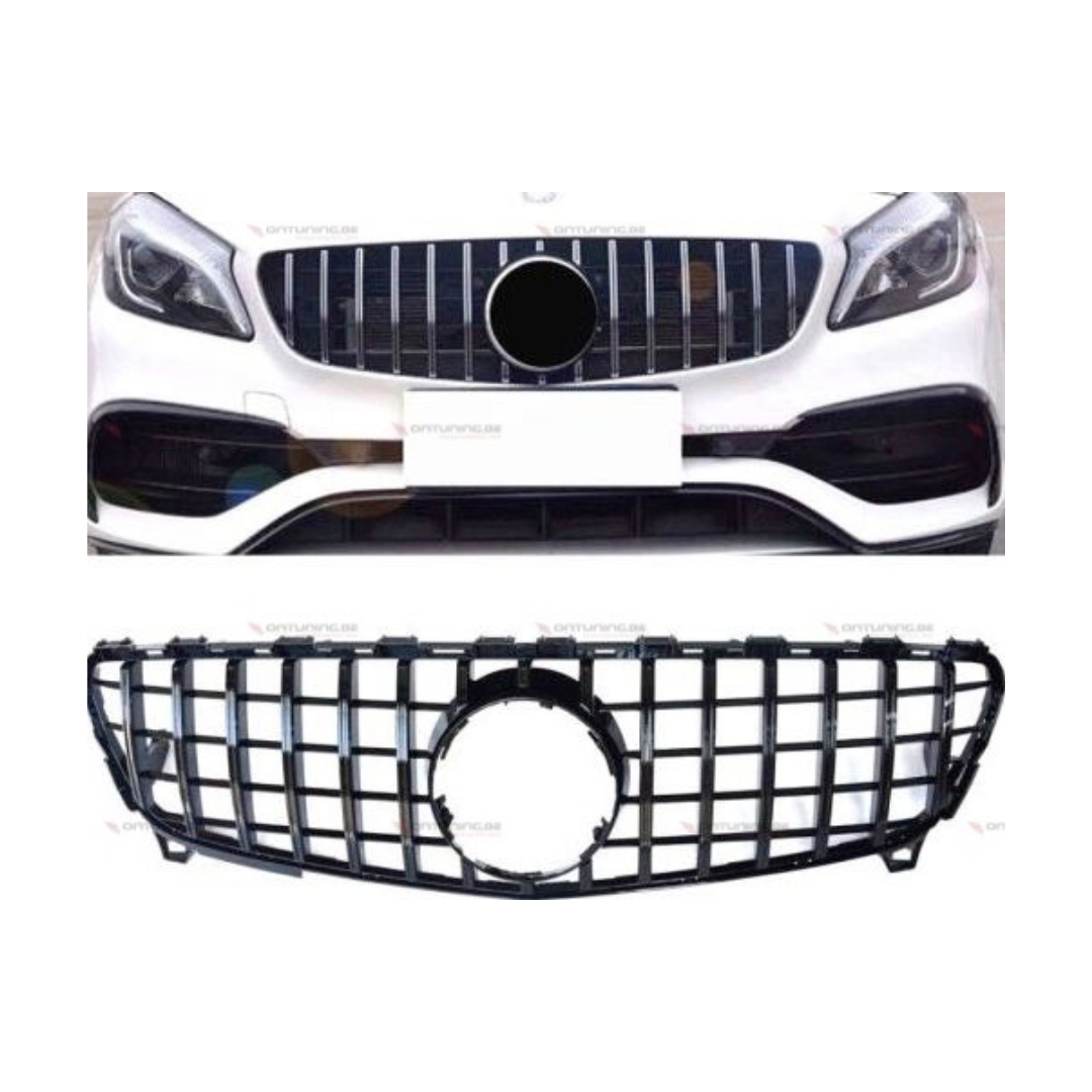 Grill compatibel met Mercedes A Klasse W176 Facelift (2015-2018) Glans Zwart – afbeelding 1